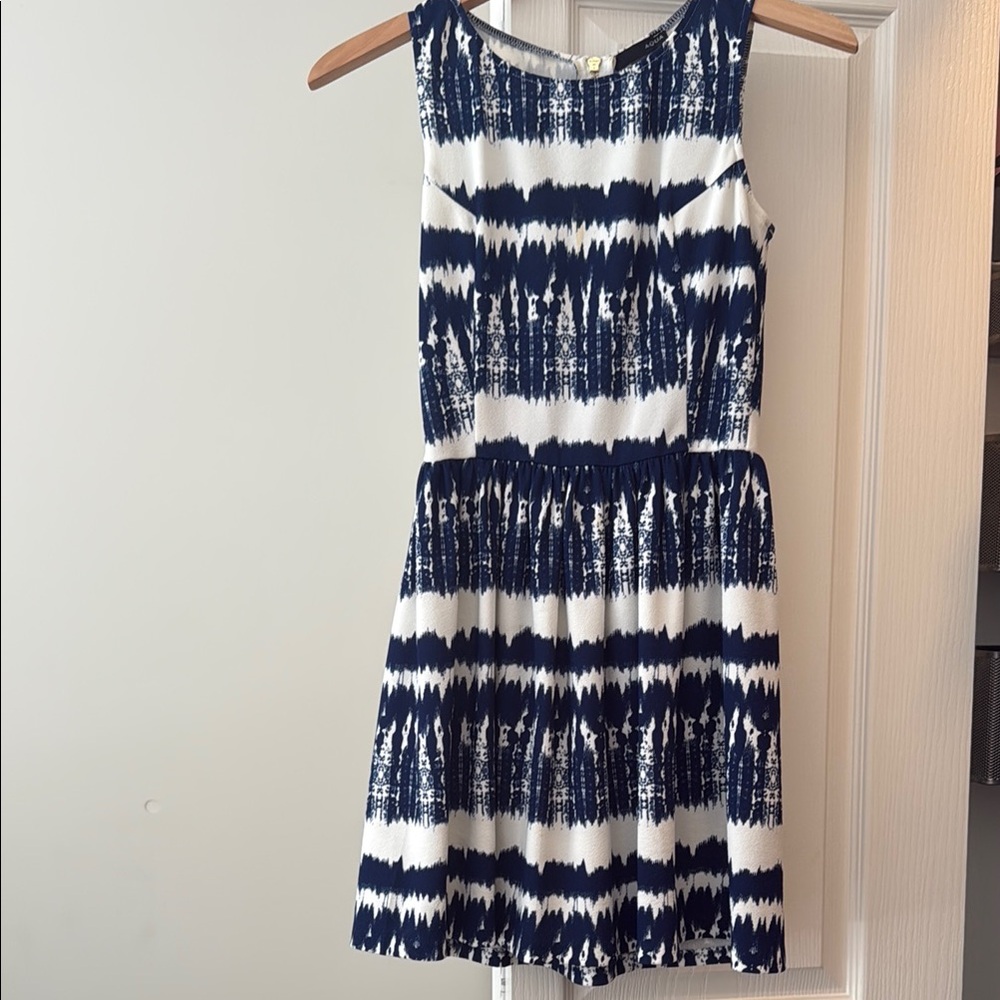 Aqua Blue and White Halter Sundress
